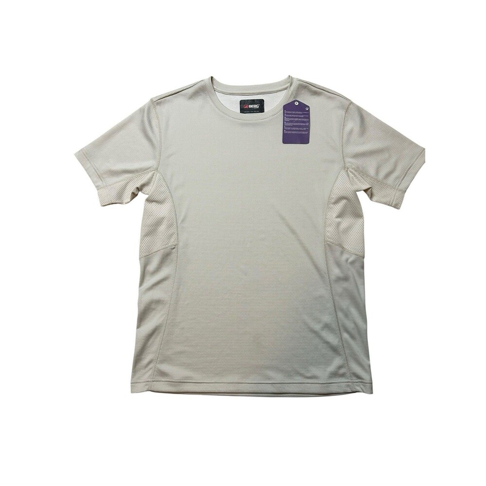BERG Outdoor Men's Technical Tee Shirt Size MED Light Gray Short Sleeve NWT